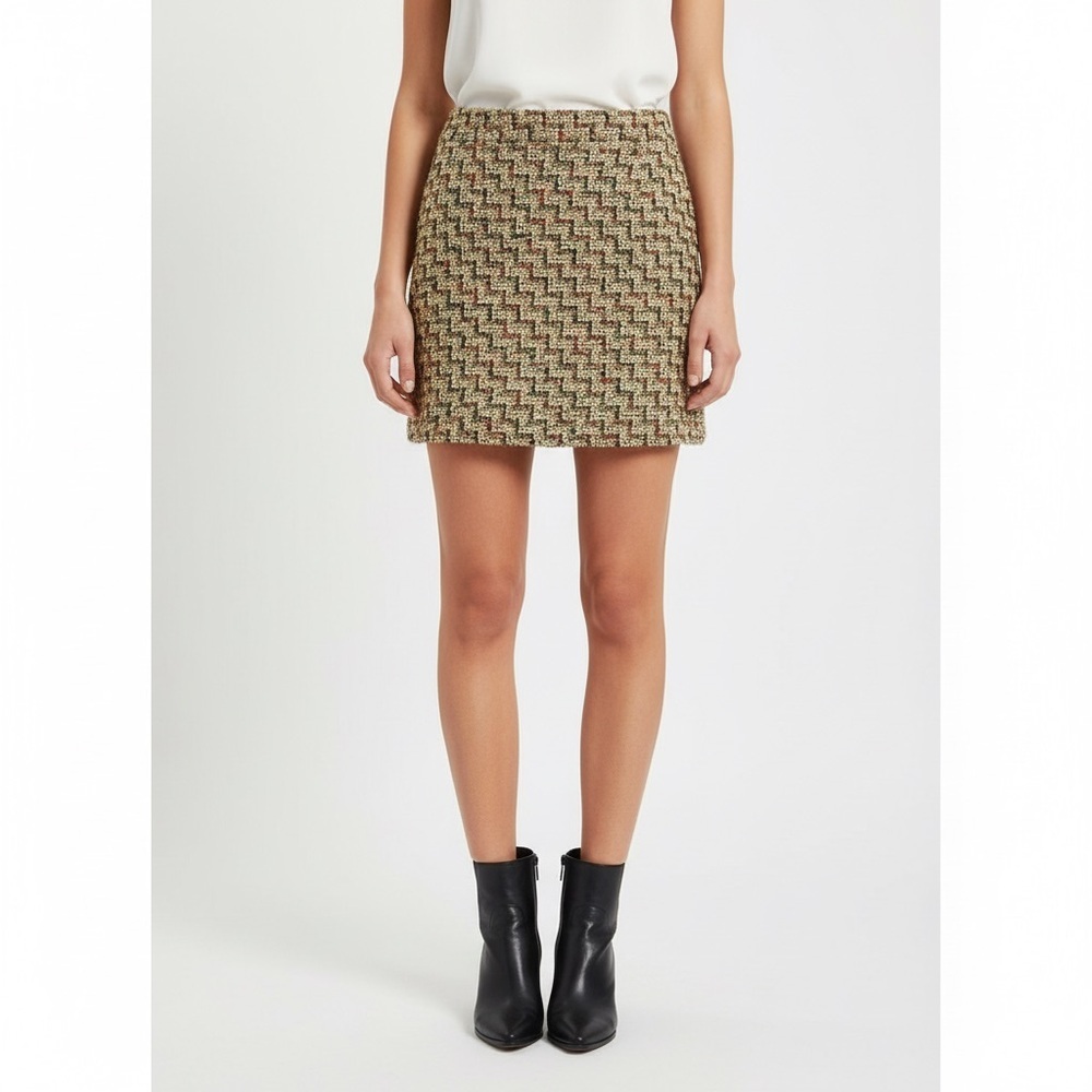 Zara Trafaluc Multicolor Metallic Gold Tweed Mini Skirt NWT size L